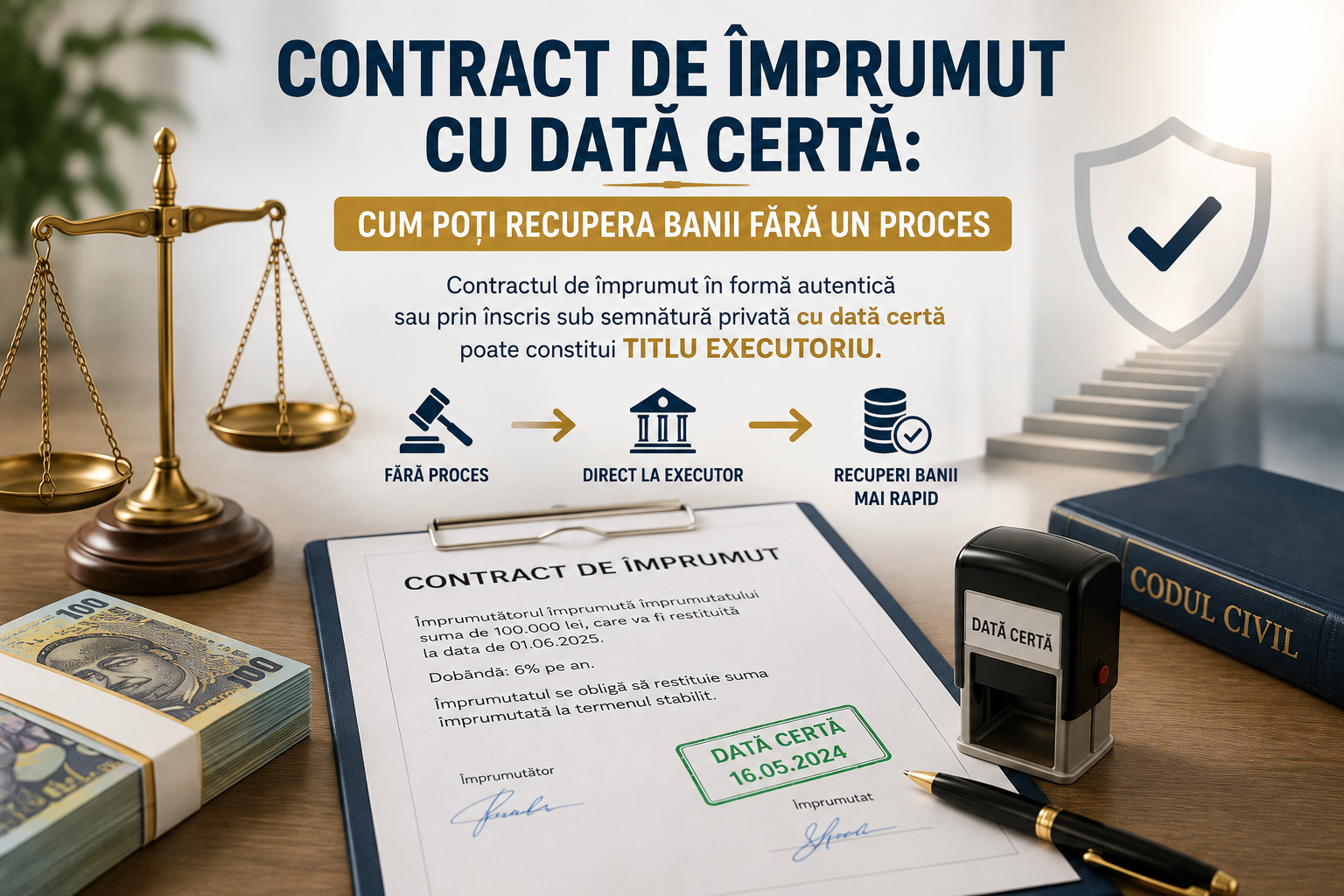 Contractul de împrumut cu dată certă: cum poți recupera banii direct prin executare silită